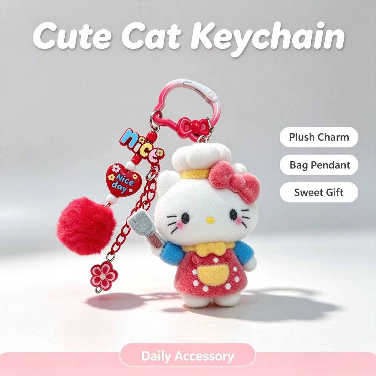 Fashion Flocked Cat Keychain C - Kitchen Appliances Gift review and price